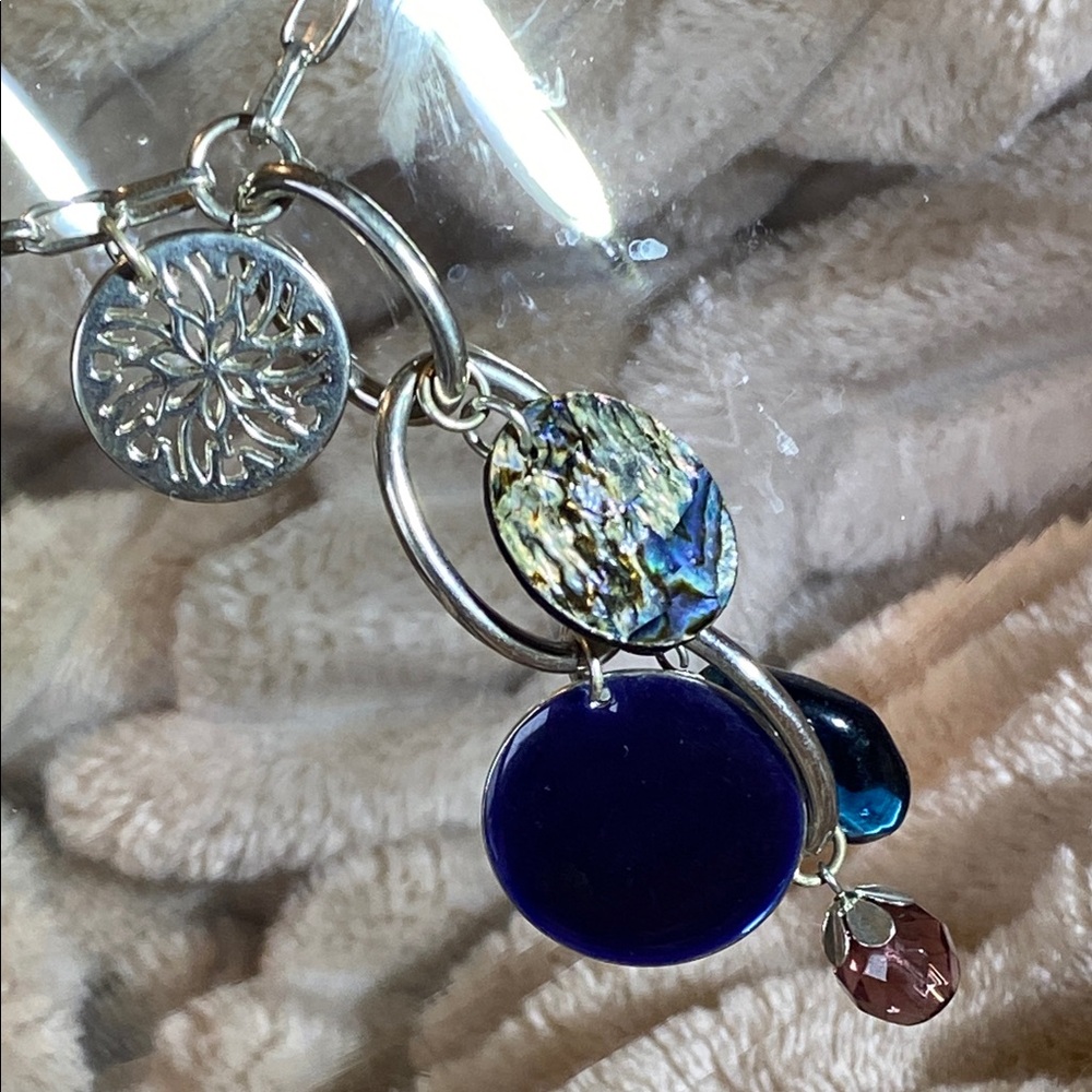 Lia Sophia Charm Necklace Abalone & Multi Media Charms